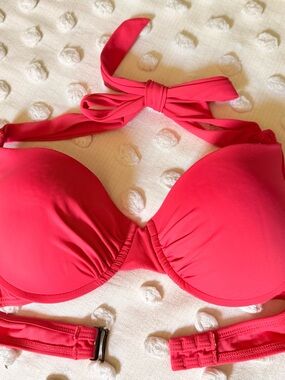 Jantzen D cup padded Women's Halter Bikini Top - Bright coral Pink